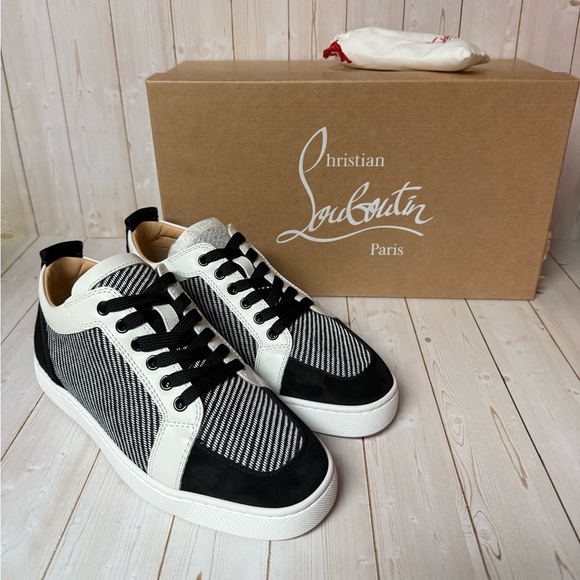 Christian Louboutin Rantulow Orlato Low Top Sneaker Black/White Sz 40 / 7 - Picture 2 of 13